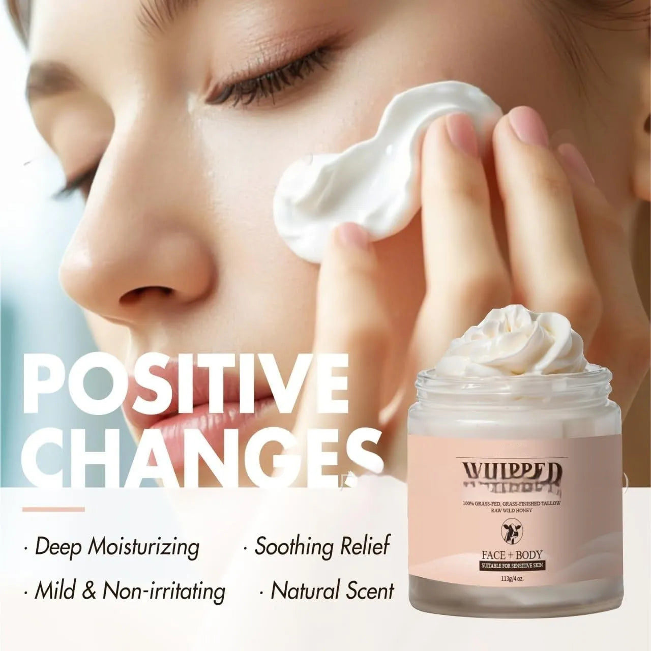 Butter cream moisturiser container with 113g content for multiple skin types