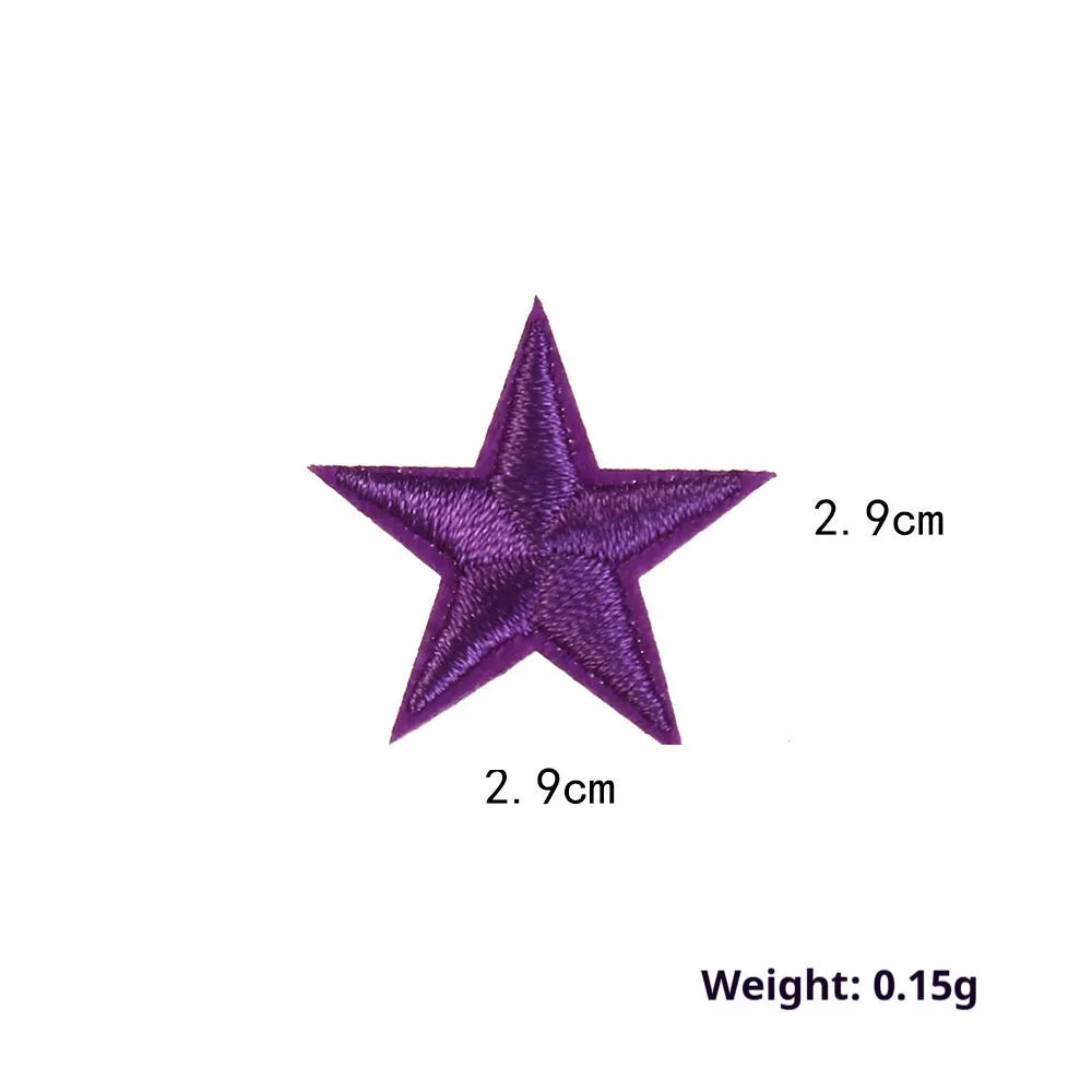 Colourful embroidered five-pointed star cloth stickers for DIY fabric decoration