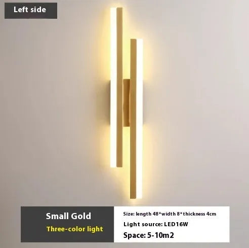Modern Scandinavian minimalist LED wall light with acrylic shade in black or gold finish.