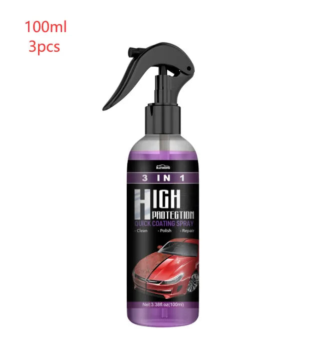 3 In 1 High Protection Fast Car Paint Spray Coating Agent in a PE bottle, 30ml and 100ml sizes