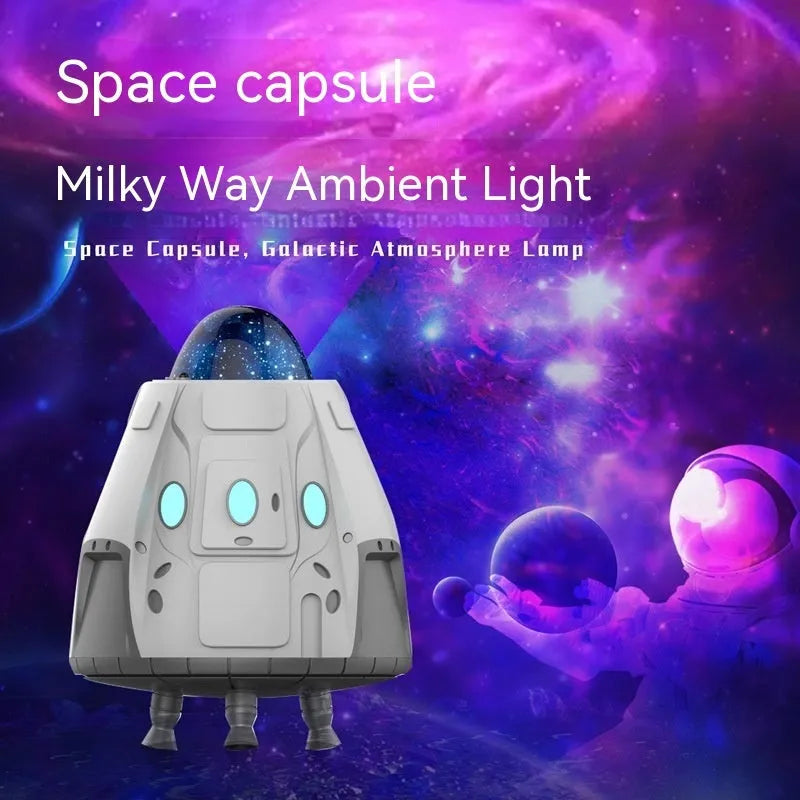 White space capsule Bluetooth remote control Northern Lights starry sky ambience light on table