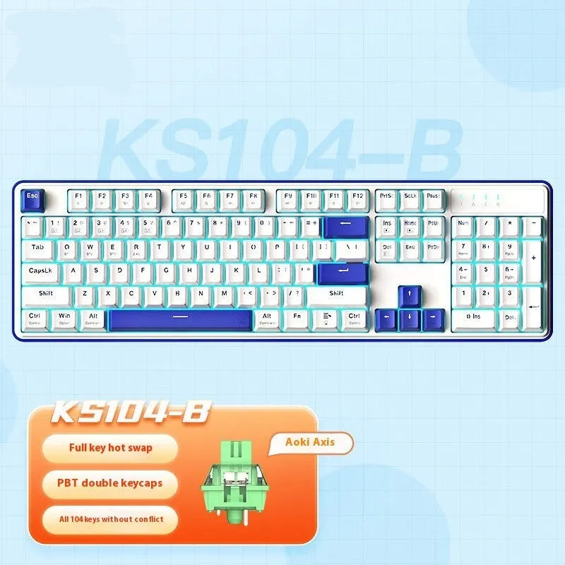 Three-mode mechanical gaming keyboard with RGB lighting in black and white colour scheme