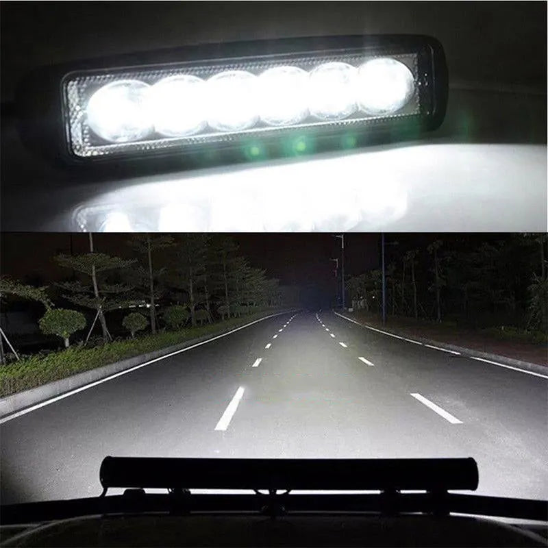 Black die-cast aluminium 18W LED car auxiliary light with bracket mount