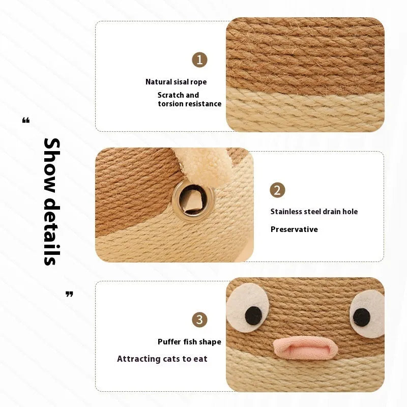 Puffer leakage food feeder toy for cats and dogs, 15cm cubed sisal hemp puzzle