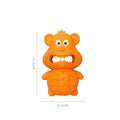 Green and yellow natural rubber squeaky dog toy for aggressive chewers on a white background
