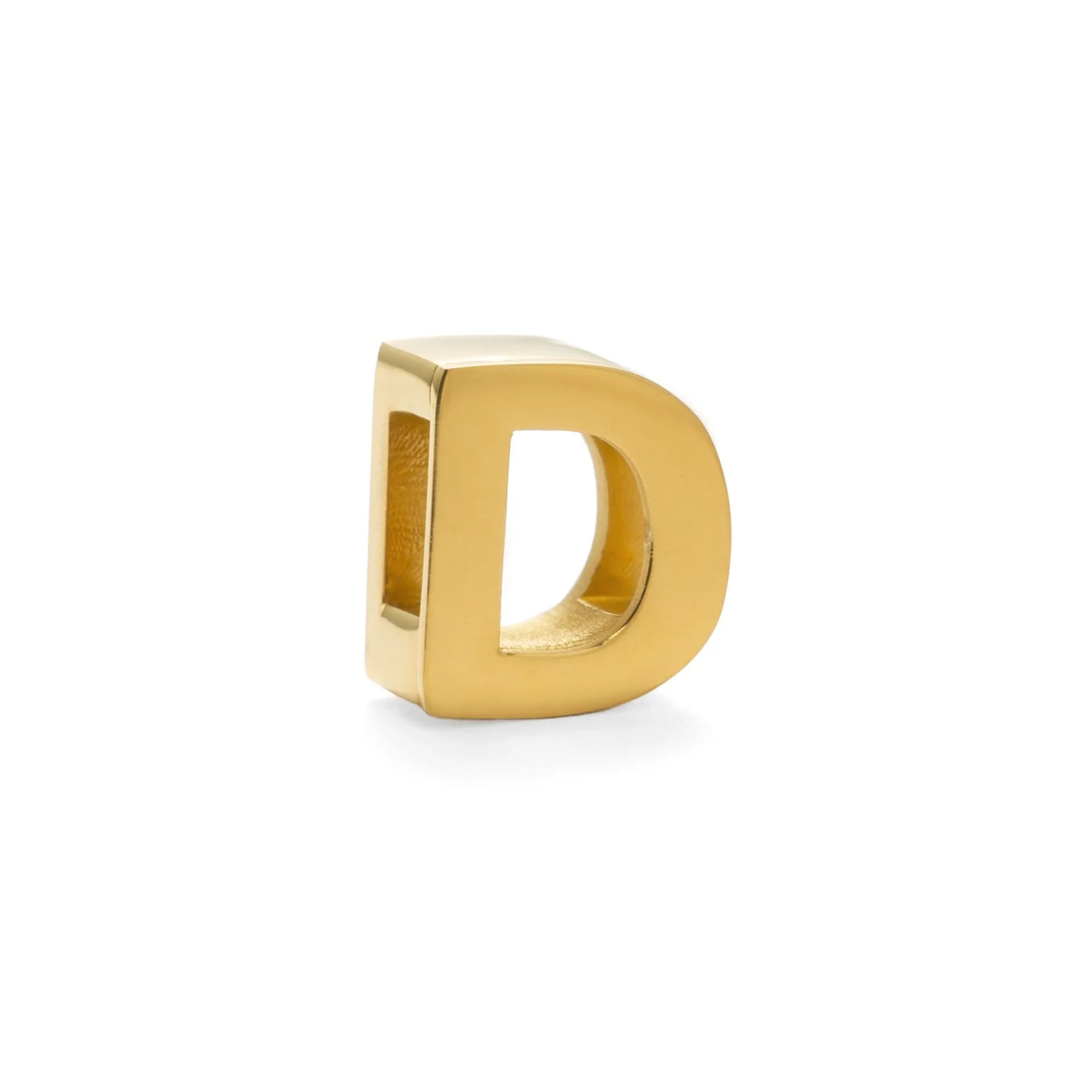 Titanium steel personalised necklace showing letter pendant on 40.5cm chain with electroplated gold finish