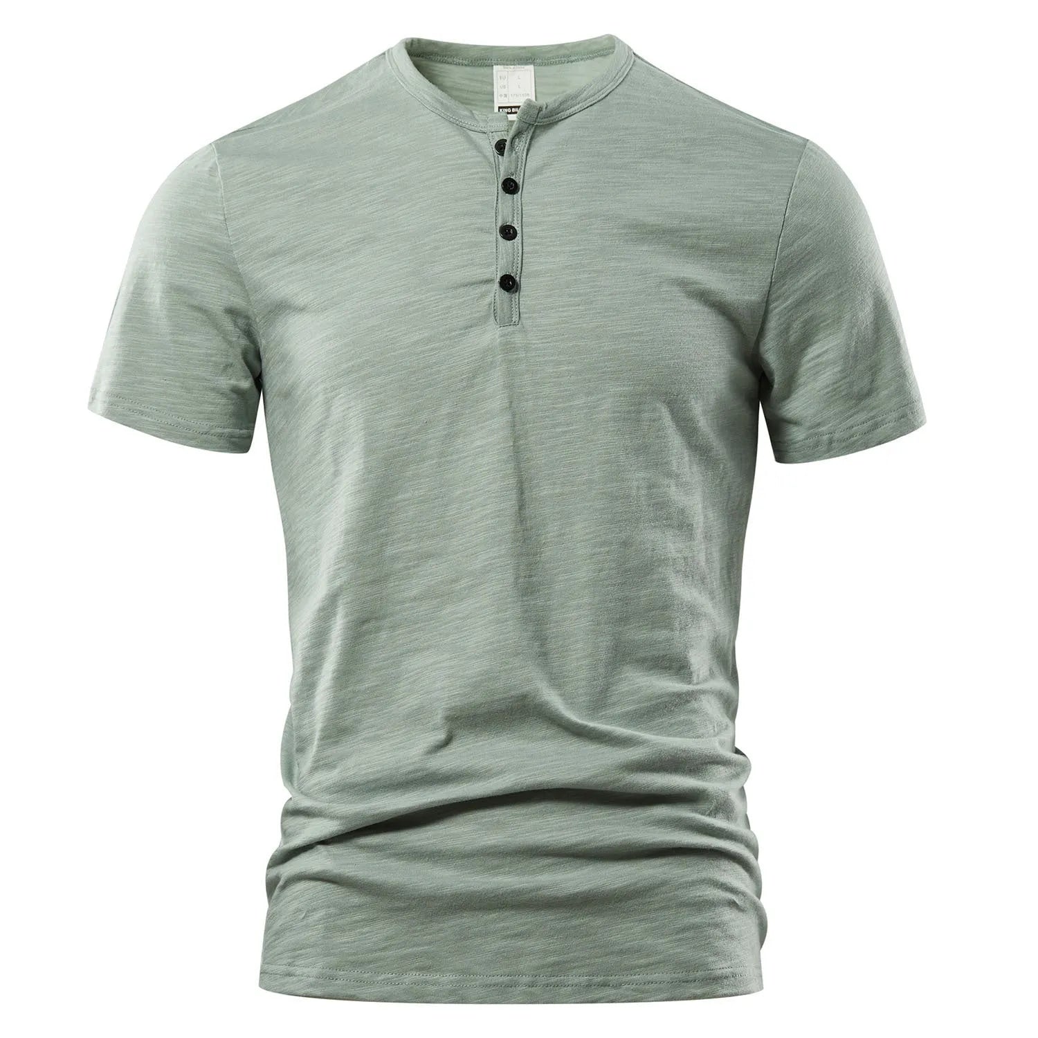 Men's slub cotton casual short sleeve shirt in solid colour with British style pullover design