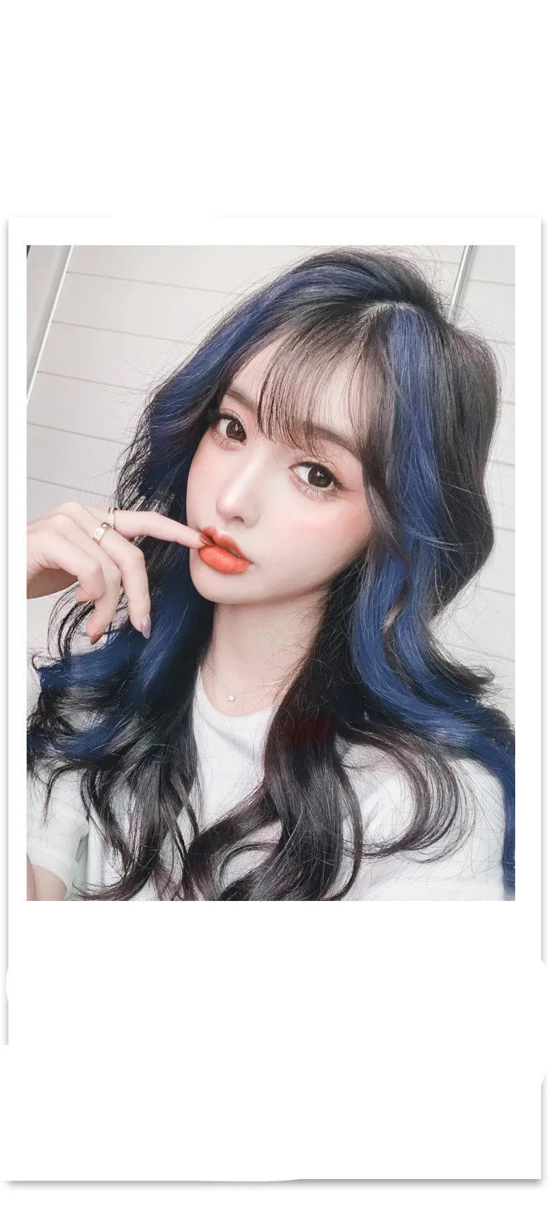 Gradient female long curly hair wig patch in mixed silk material 60cm length with 16 colour options