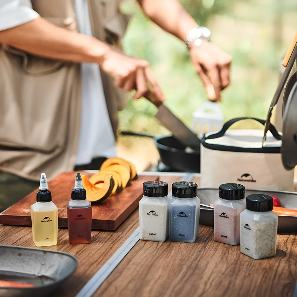 Naturehike portable six-piece PP plastic seasoning bottle set for outdoor camping and picnics