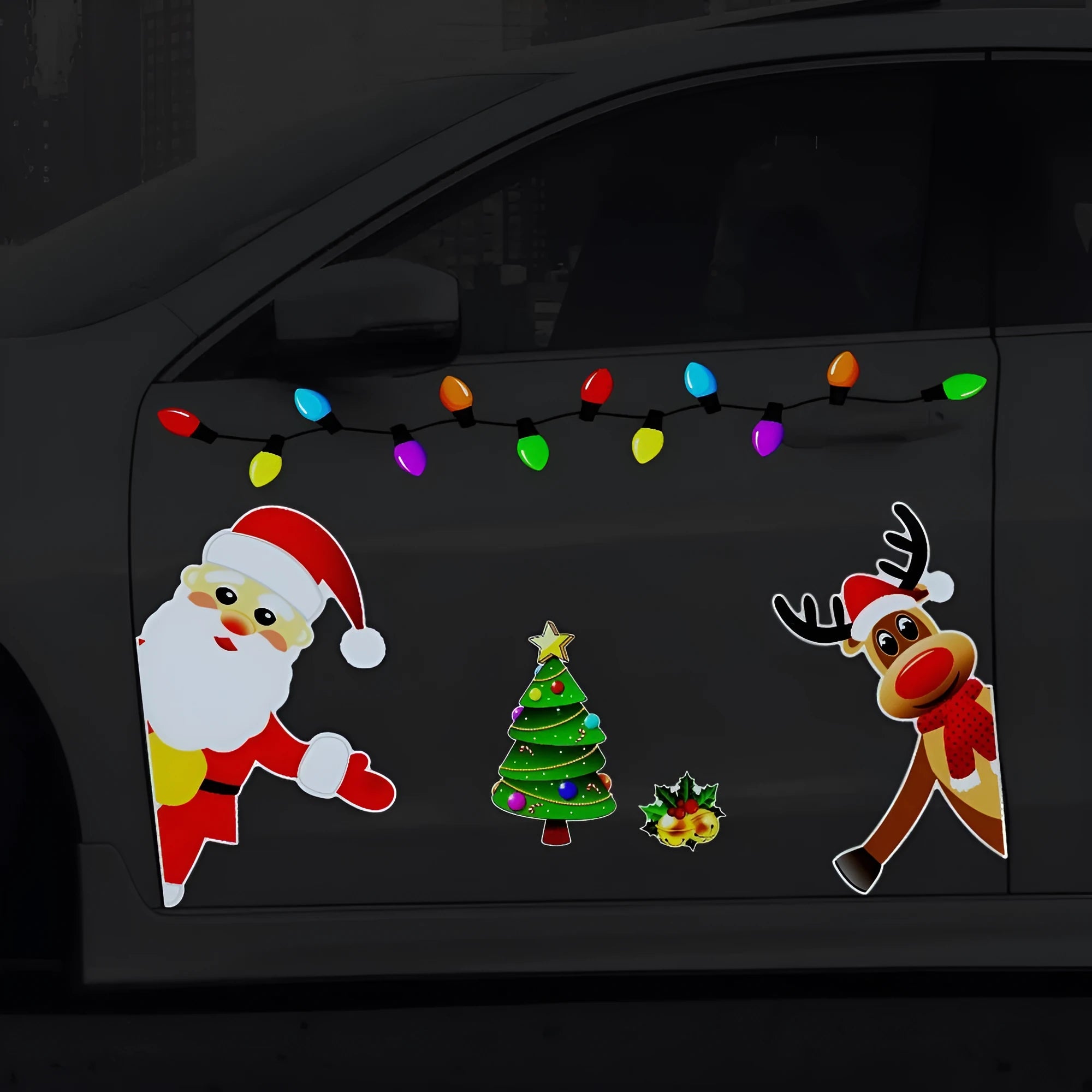 Christmas elk cartoon design magnetic car decoration sticker with reflective elements