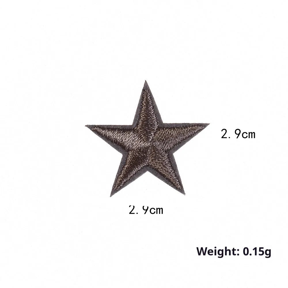 Colourful embroidered five-pointed star cloth stickers for DIY fabric decoration