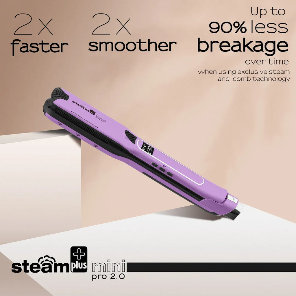 Mini steam splint spray steam hair straightener in champagne, purple, or rose red colour with curling and straightening functions