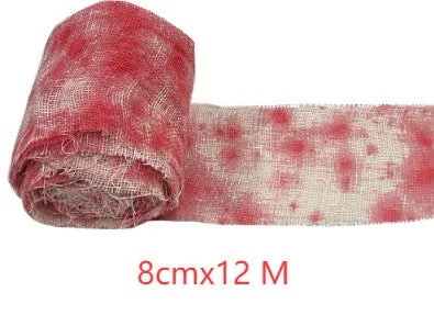 Halloween bloody cloth colour bandage gauze roll with 8cm width polyester fabric
