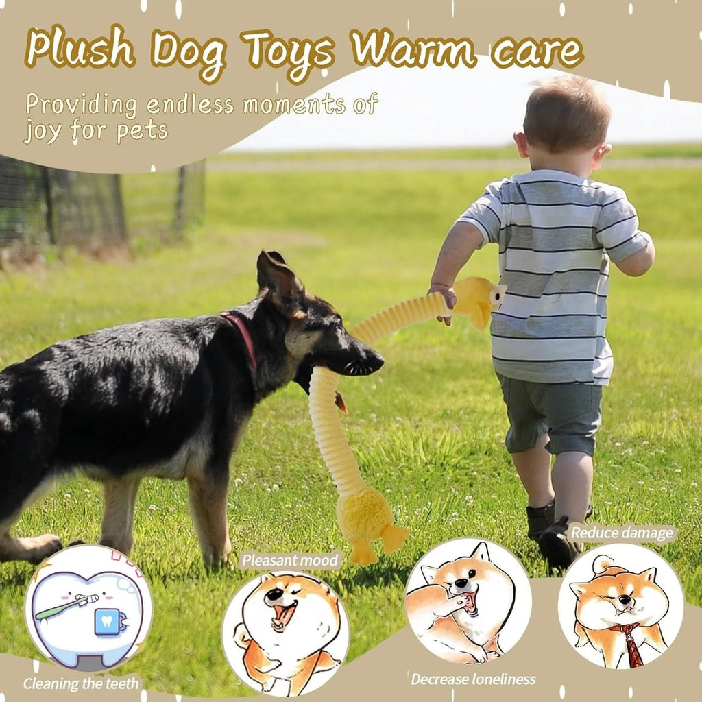 Plush stuffed squeaky dog toys with crinkle sounds in brown grey yellow colours