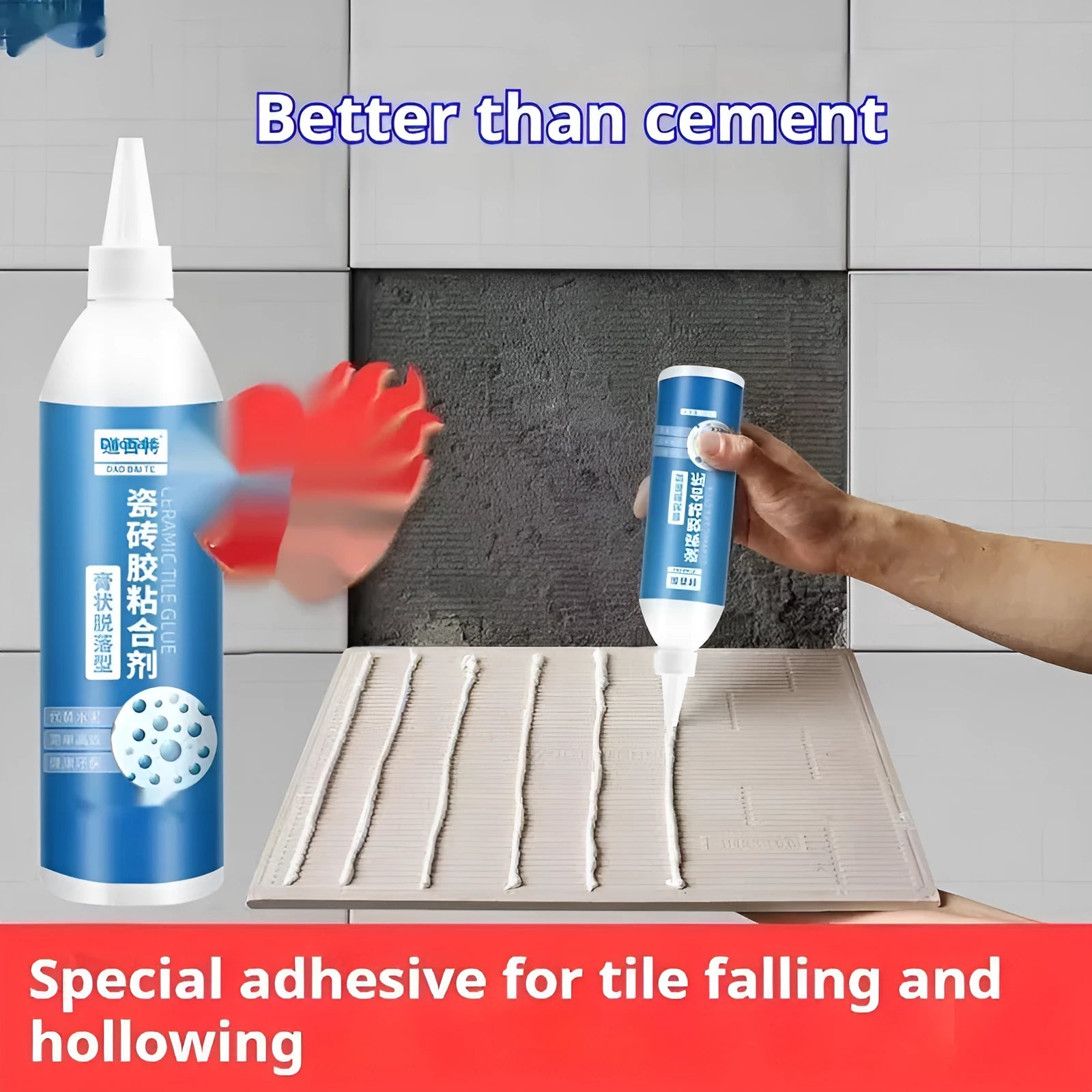 Tile repair injection adhesive for loose tiles, cold curing emulsion body, 280g to 500g options