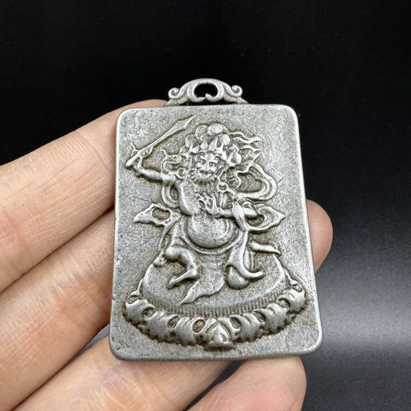 Chinese style antique iron pendant hanging ornament with geometric design
