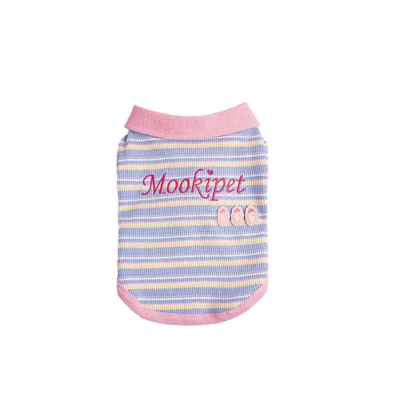 Pink purple autumn vest for small dog showing seven size options from XXS to XXL