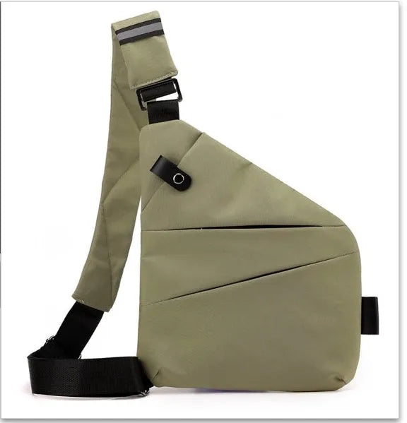 Anti-theft crossbody bag for men in black Oxford cloth with zipper closure