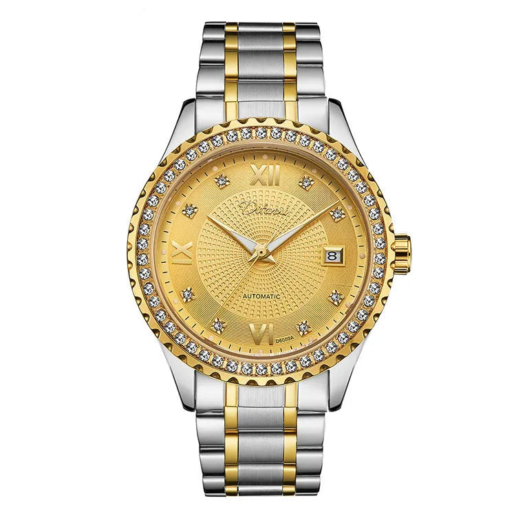 Fashionmonger men's automatic mechanical watch with luminous dial on wrist