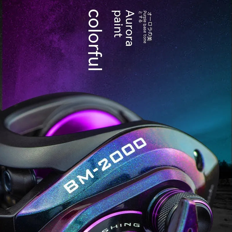 BM2000 model spinning fishing reel with a water drop shaped spool.