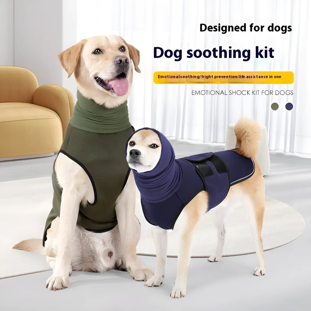 Army Green dog anxiety jacket with adjustable straps for customised pressure relief