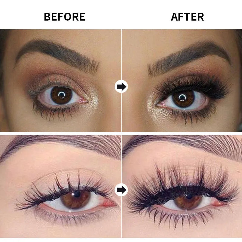 Black waterproof mascara tube with thick curling brush applicator