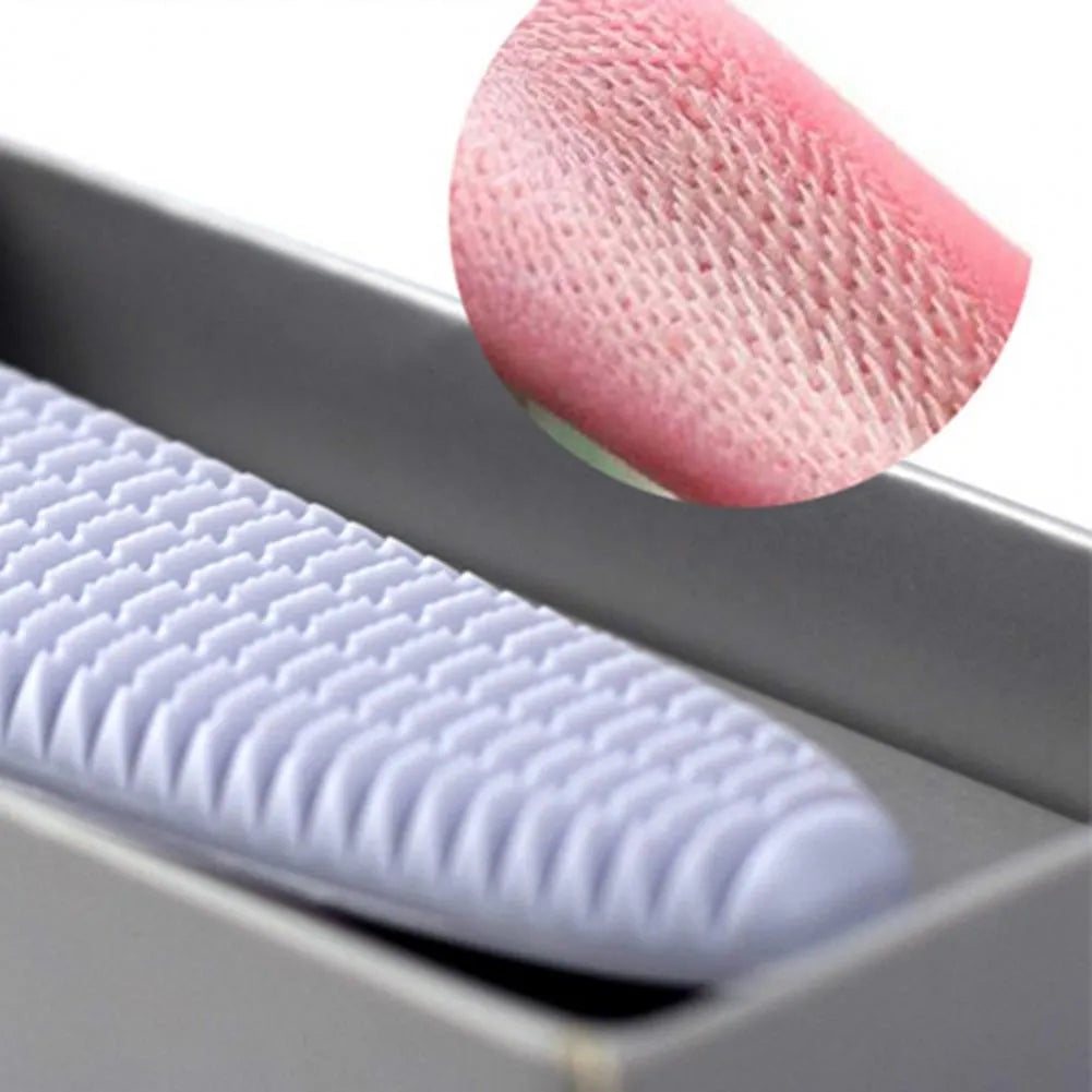 Grey and pink ABS plastic cat grooming comb with tongue-mimicking massage design