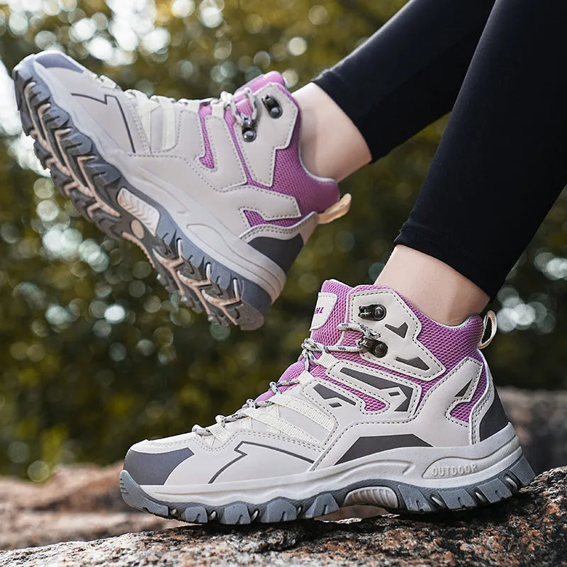Low-top lace-up hiking sneaker with flannel upper and natural rubber sole