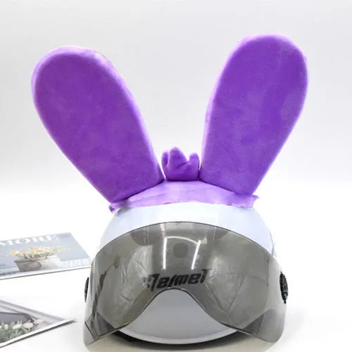 Rabbit Glow Ears helmet ornament with Velcro bottom in multiple colour options including blue, yellow, red, and purple.