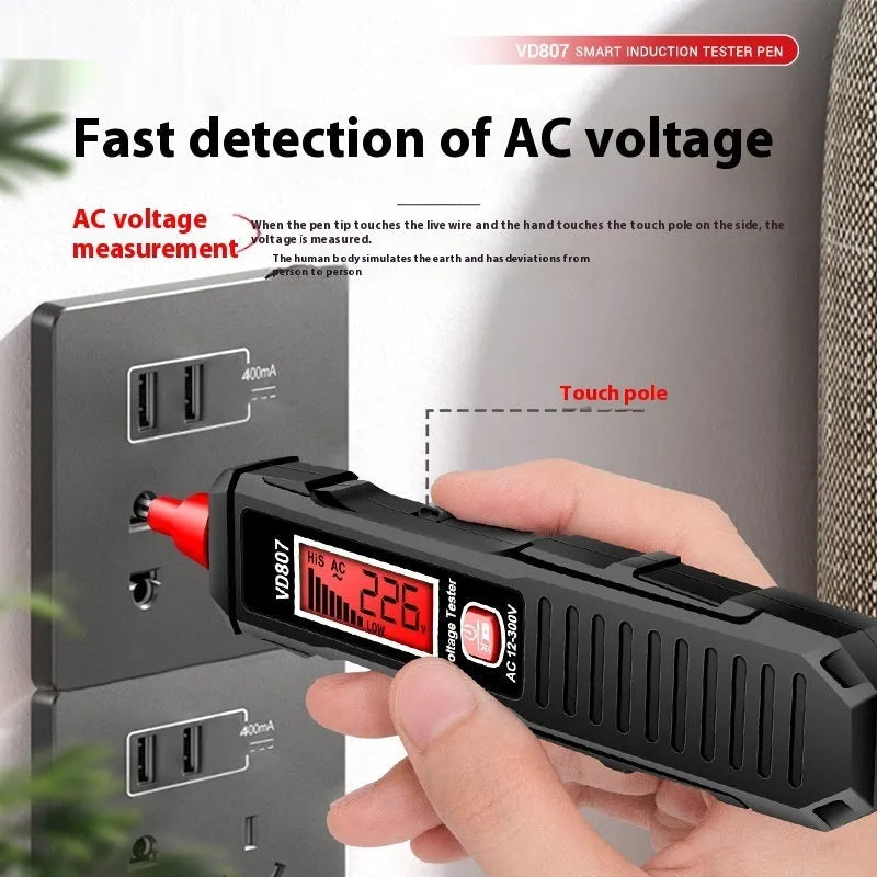 Portable zero line detection pen with LCD display for 12V to 300V voltage measurement