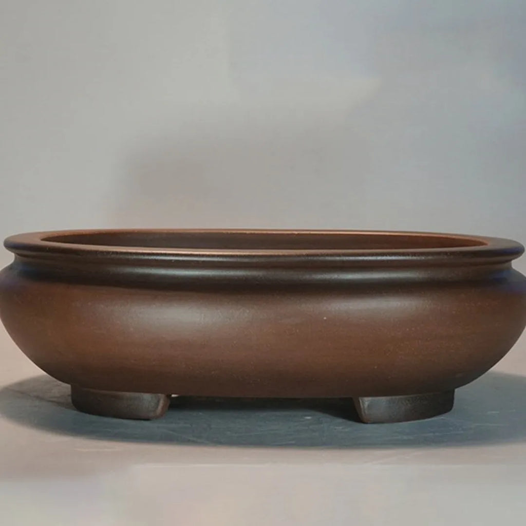 Purple clay handmade desktop flowerpot with classical styling for indoor office or home gardening