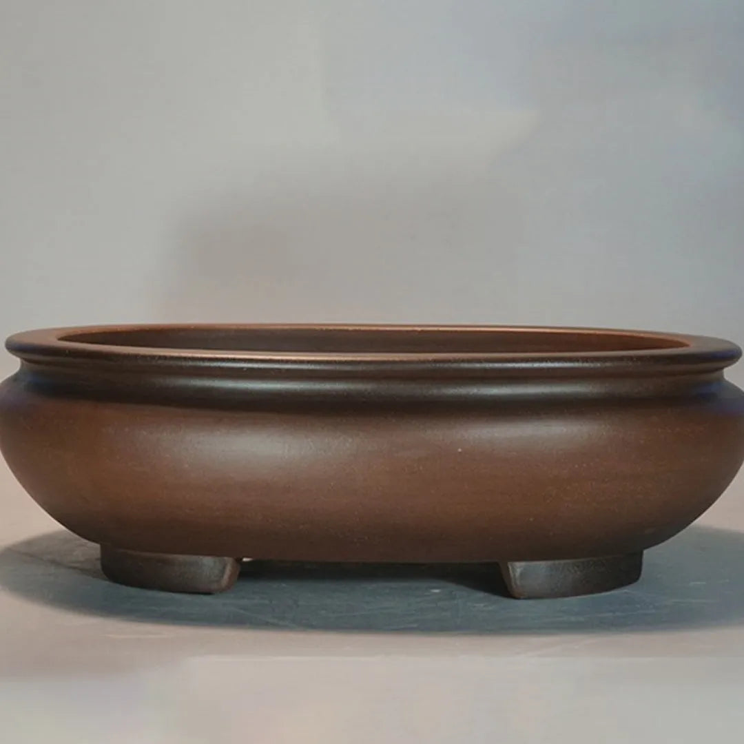 Purple clay handmade desktop flowerpot with classical styling for indoor office or home gardening
