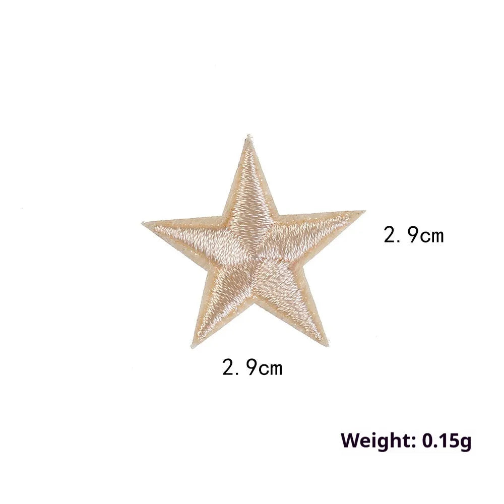 Colourful embroidered five-pointed star cloth stickers for DIY fabric decoration