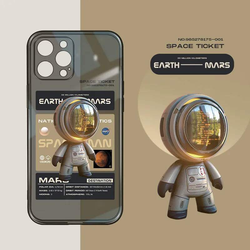Black soft TPU mobile phone case with Mars Ticket graphic design for Apple iPhone