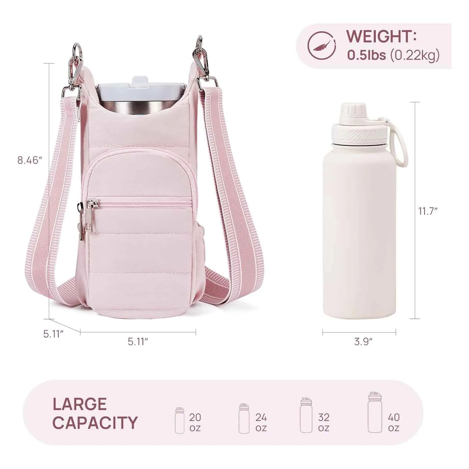 Cloth cycling water bottle bag in beige colour positioned on bicycle frame