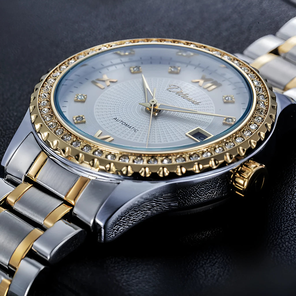 Fashionmonger men's automatic mechanical watch with luminous dial on wrist