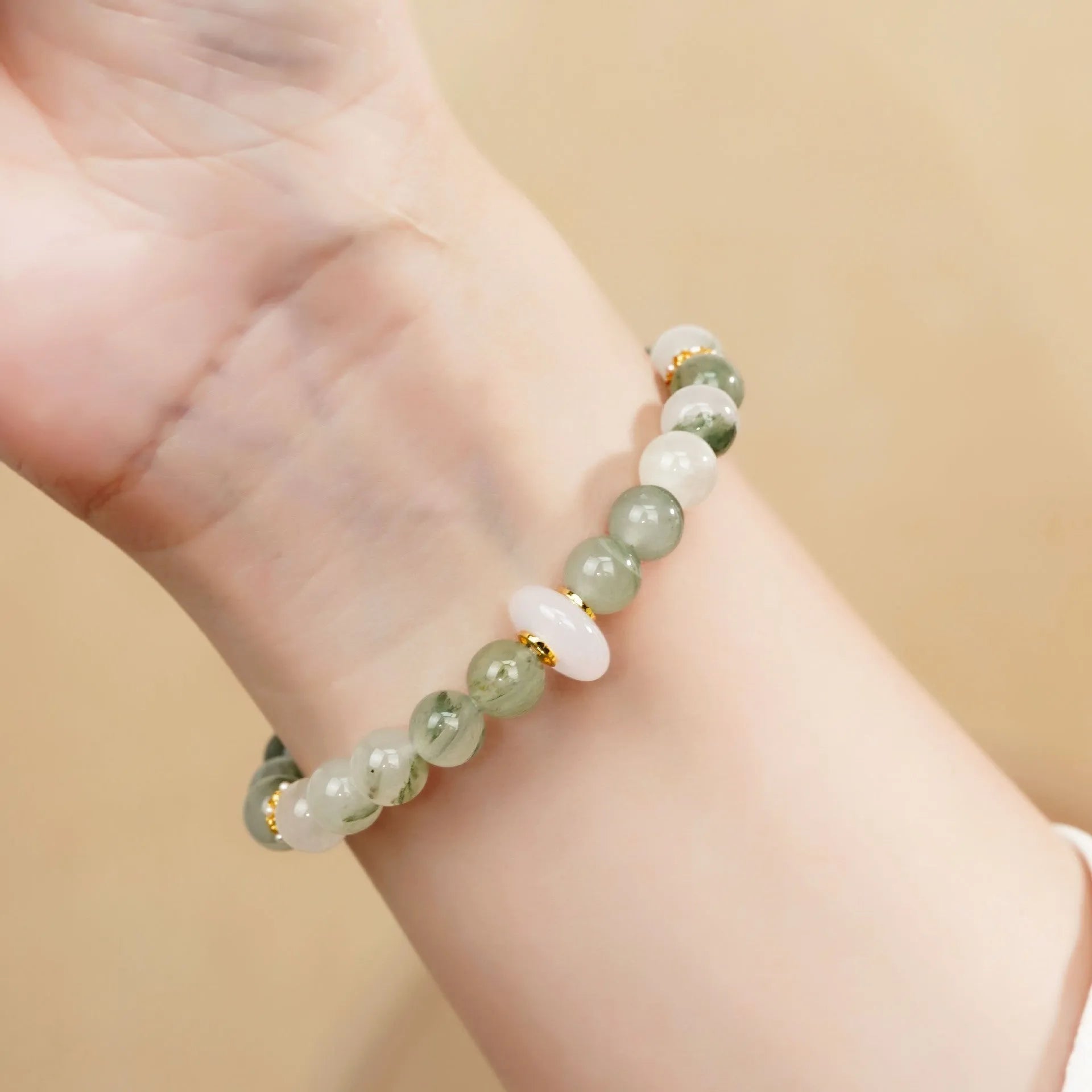 Emerald green Tian Shan Cui traditional national style half bracelet for women with round stones