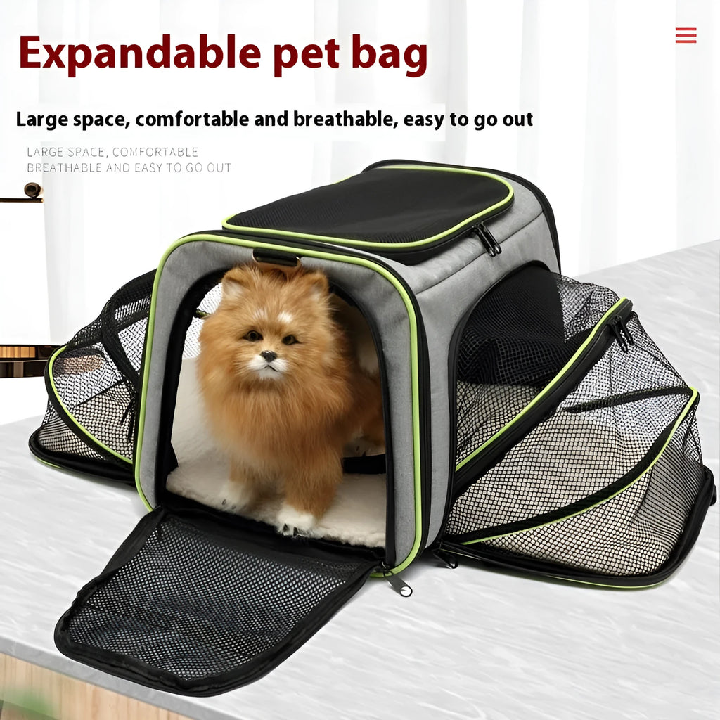 Cat carrier bag made from 600D cation fabric in solid colour with piping colour options