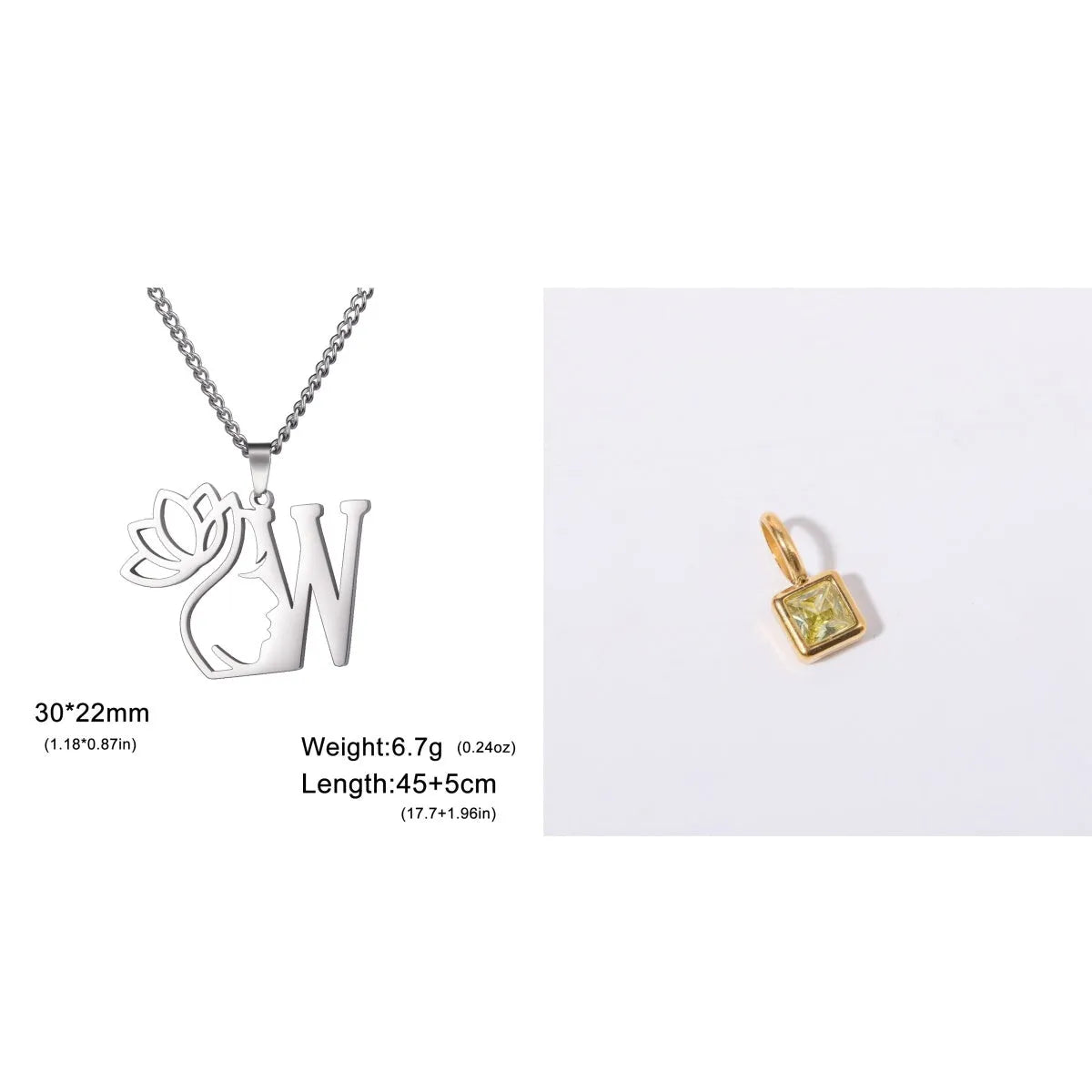 Stainless steel cross chain necklace with pendant in gold or steel colour