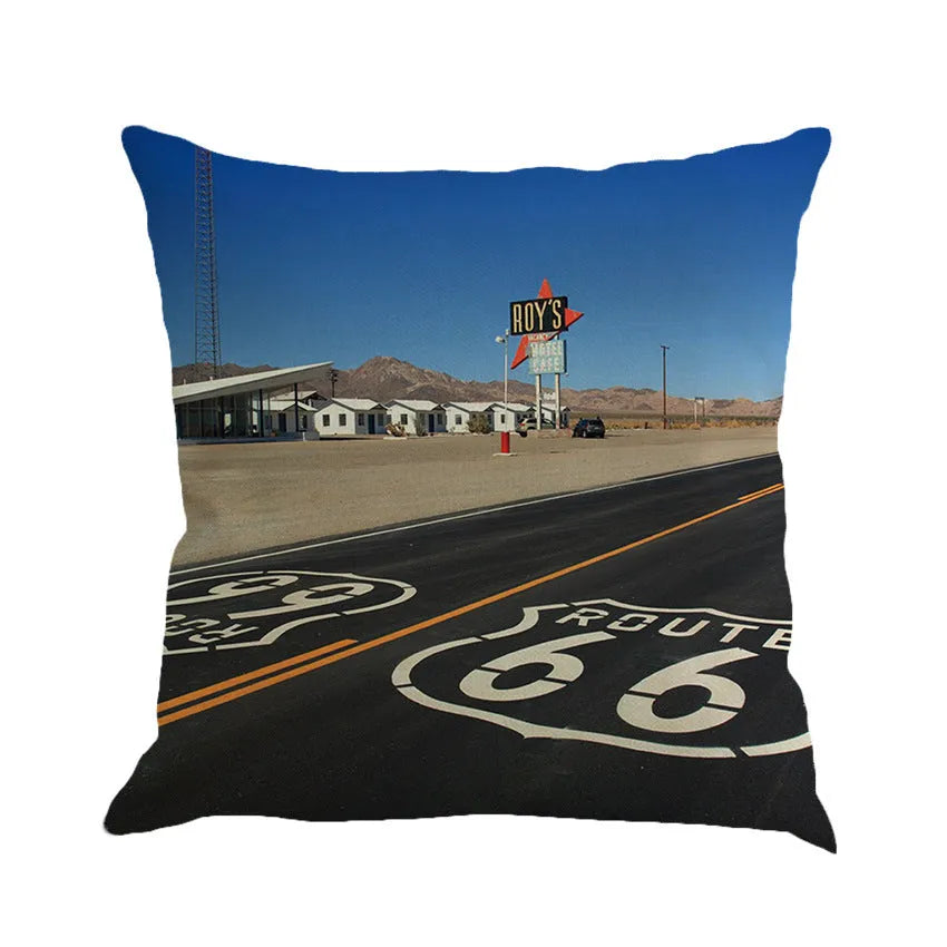 European style linen cushion cover with landscape pattern in one of six colour options