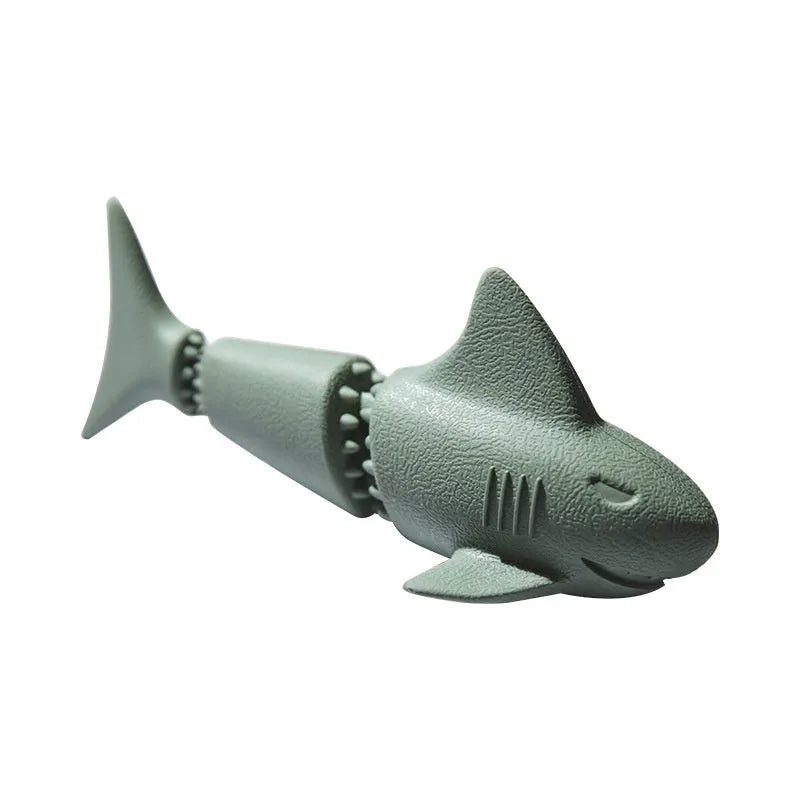 Deep sea shark design rubber dog food leakage toy in blue and green colours