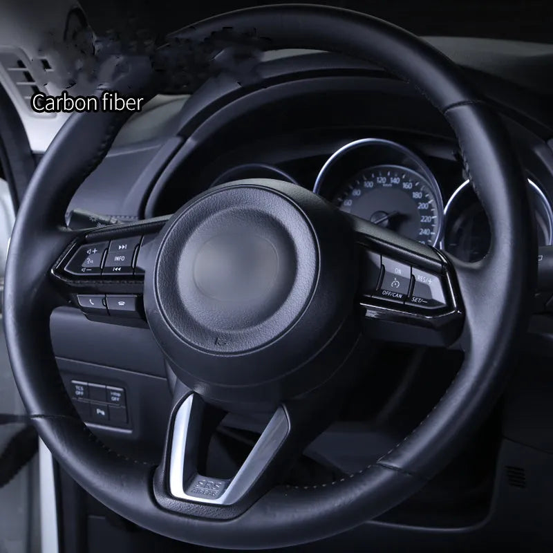 Aluminium alloy decorative stickers for car steering wheel buttons in brushed red, silver, and blue colours