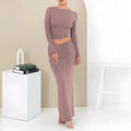 Women's autumn two-piece suit in polyester with long skirt and three-quarter sleeves in sweet style