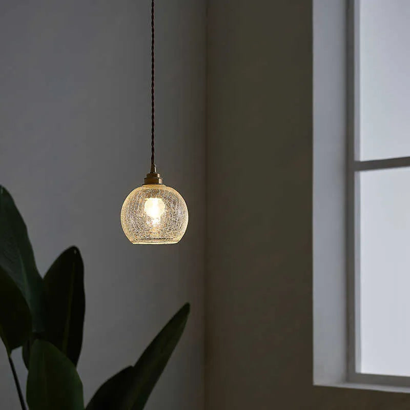 Retro-style brass and clear glass ball chandelier ceiling light fixture