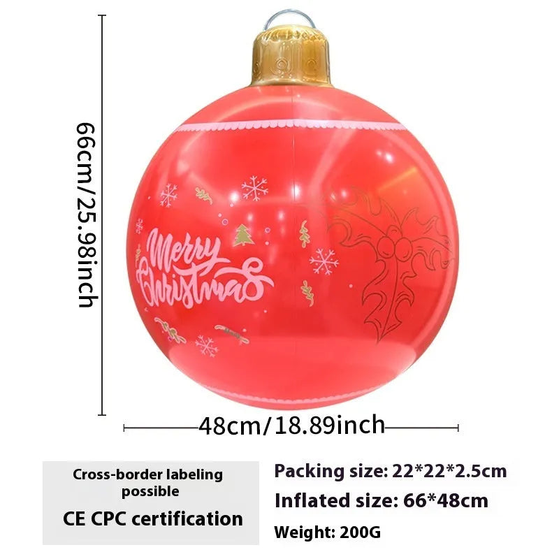 Inflatable PVC Christmas ball decoration for outdoor garden use with hand pump