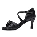 Latin dance high heel shoes with real silk upper, leather sole, and soft bottom in black, brown, and skin colour, 5.5cm and 7.5cm heel