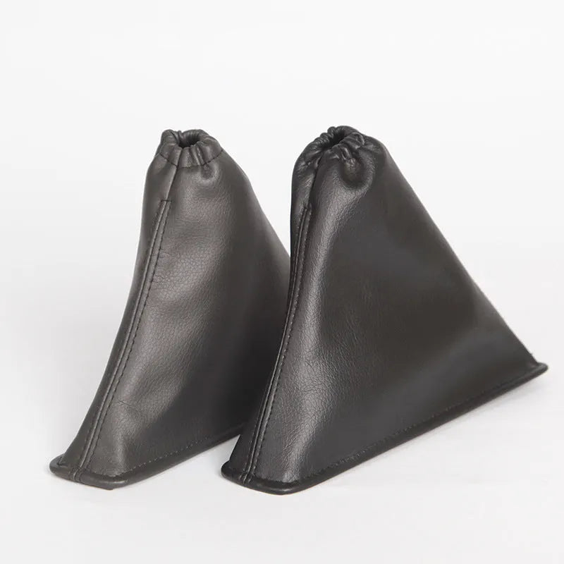 Black leather gear lever dirt-proof cover for Toyota Corolla, showing its dimensions.