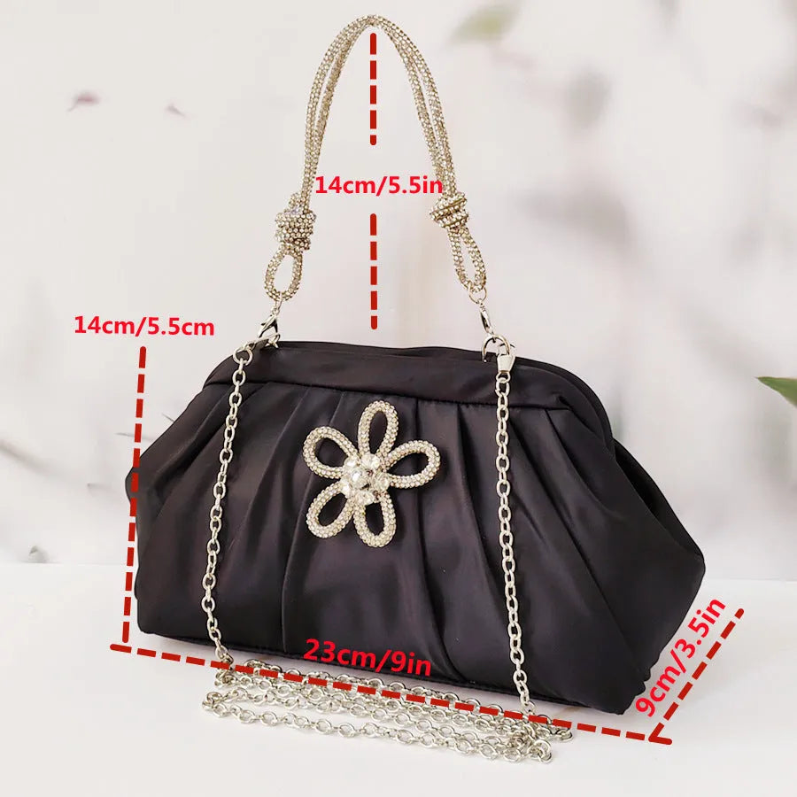Women's large-capacity soft polyester shoulder messenger bag with chain accents and document compartment