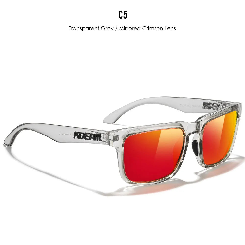 Polarized square sunglasses with TAC lens and PC frame in multiple colour options for outdoor use