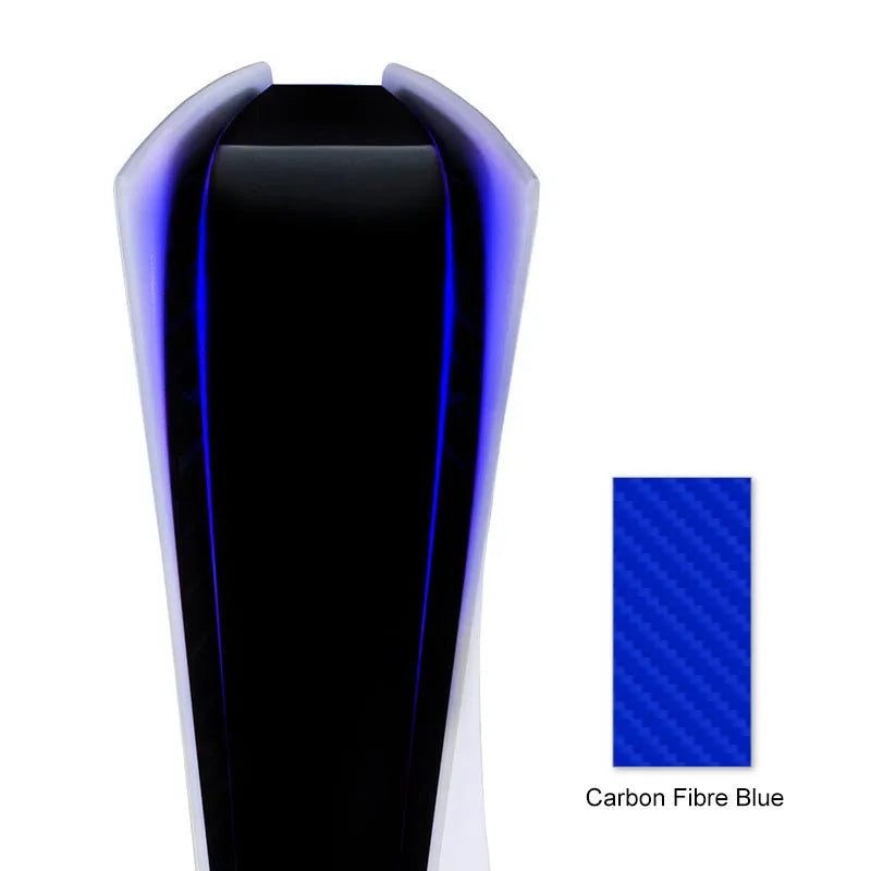 Carbon fibre pattern PVC film sticker for PS5 console light bar in blue, gold, pink, and red colour options